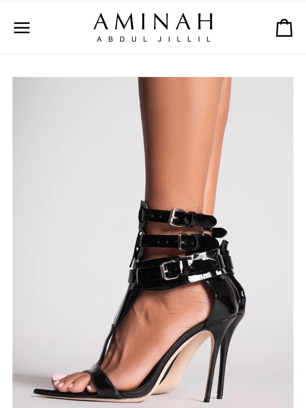 Aminah Abdul Jillil Elegant Black Patent Leather Heels Size 7M
